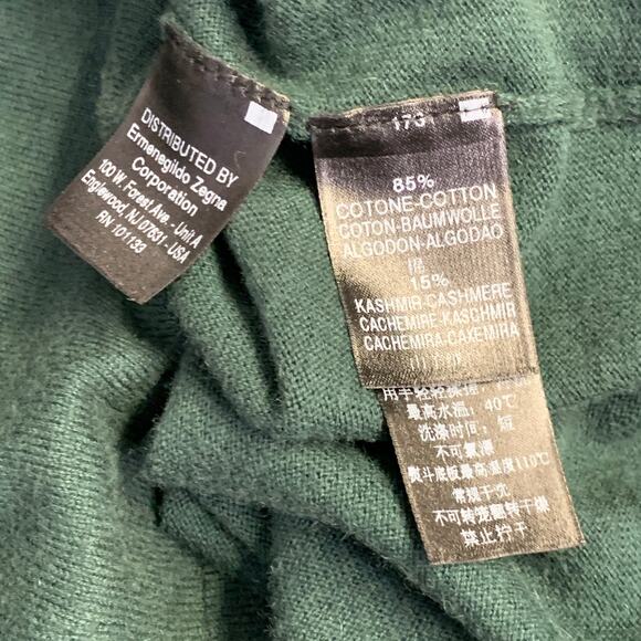 Z ZEGNA Size L Green Cotton Cashmere Crew Neck Pullover - Picture 7 of 8